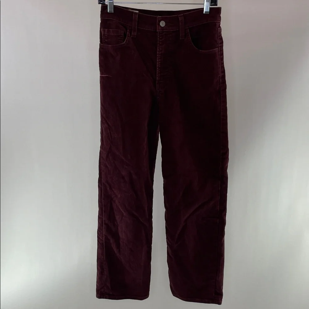 Levi's Ribcage Straight Ankle Jeans in Deep Burgundy Corduroy, 26 - Picture 11 of 13
